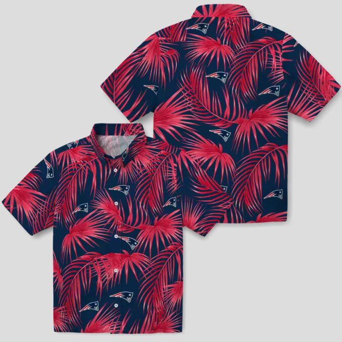 Limited Edition Patriots Hawaiian Shirt, Blue Palm Leaf Summer Football Shirt