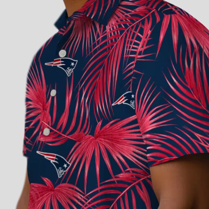 Limited Edition Patriots Hawaiian Shirt, Blue Palm Leaf Summer Football Shirt