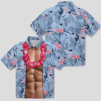 Men's New England Patriots Chest Illusion Hawaiian Shirt - NFL Summer Style