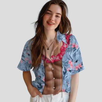 Men's New England Patriots Chest Illusion Hawaiian Shirt - NFL Summer Style
