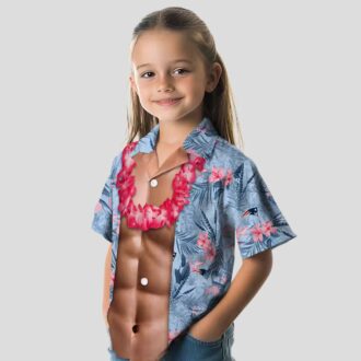 Men's New England Patriots Chest Illusion Hawaiian Shirt - NFL Summer Style