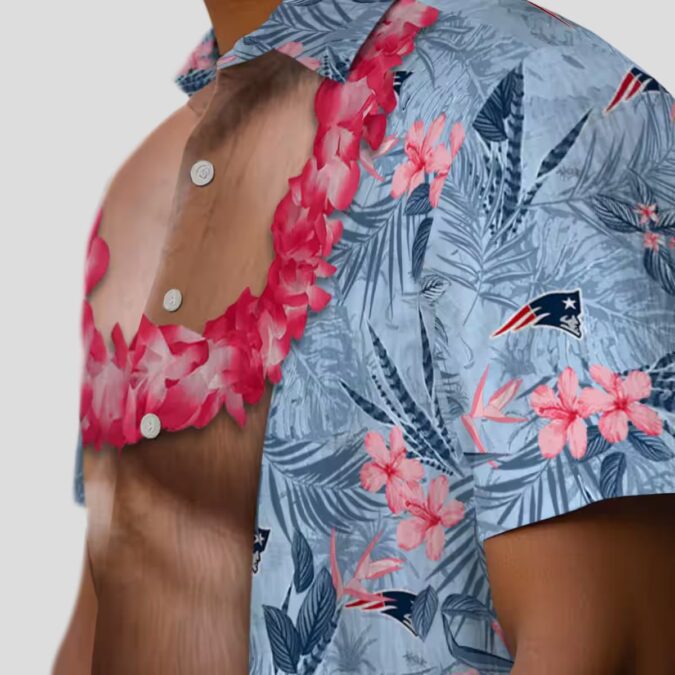 Men's New England Patriots Chest Illusion Hawaiian Shirt - NFL Summer Style