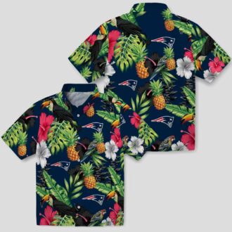 New England Patriots Aloha Hawaiian Shirt, Pineapple & Hibiscus Beach Outfit