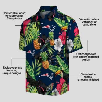 New England Patriots Aloha Hawaiian Shirt, Pineapple & Hibiscus Beach Outfit