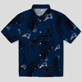 New England Patriots Blue Hawaiian Shirt, Palm Leaf Tropical NFL Apparel