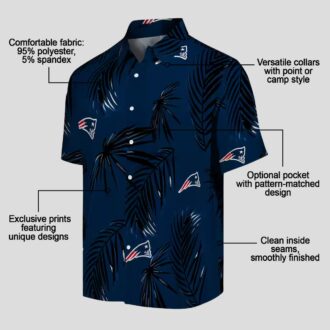 New England Patriots Blue Hawaiian Shirt, Palm Leaf Tropical NFL Apparel