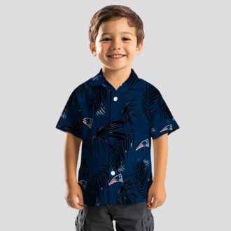 New England Patriots Blue Hawaiian Shirt, Palm Leaf Tropical NFL Apparel