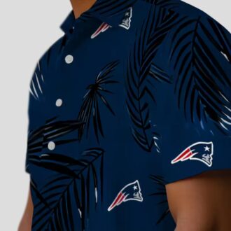 New England Patriots Blue Hawaiian Shirt, Palm Leaf Tropical NFL Apparel