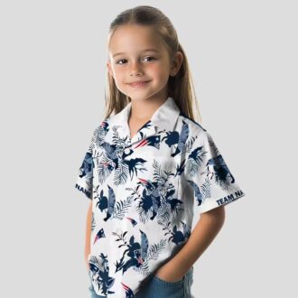 New England Patriots Botanical Hawaiian Shirt, Blue White Tropical Fan Apparel