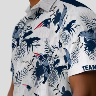 New England Patriots Botanical Hawaiian Shirt, Blue White Tropical Fan Apparel