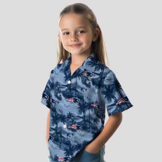 New England Patriots Coastal Palms Blue Shirt, Tropical Hawaiian NFL Summer Outfit
