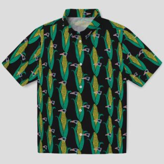 New England Patriots Corn Theme Hawaiian Shirt, Black Green Tropical Football Apparel