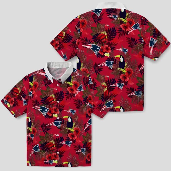 New England Patriots Game Day Hawaiian Shirt, NFL Floral Toucan Beach Outfit
