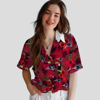 New England Patriots Game Day Hawaiian Shirt, NFL Floral Toucan Beach Outfit