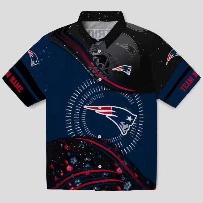New England Patriots Hawaiian Button Up Shirt, NFL Foothball Wave Blue Apparel