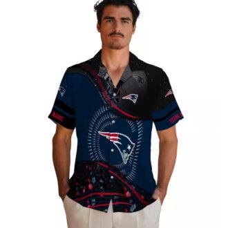 New England Patriots Hawaiian Button Up Shirt, NFL Foothball Wave Blue Apparel