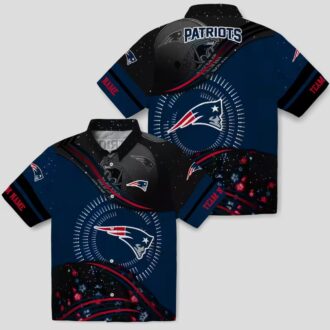 New England Patriots Hawaiian Button Up Shirt, NFL Foothball Wave Blue Apparel