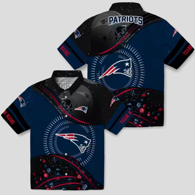 New England Patriots Hawaiian Button Up Shirt, NFL Foothball Wave Blue Apparel