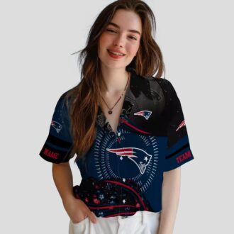 New England Patriots Hawaiian Button Up Shirt, NFL Foothball Wave Blue Apparel