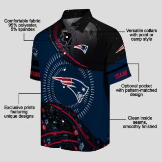 New England Patriots Hawaiian Button Up Shirt, NFL Foothball Wave Blue Apparel