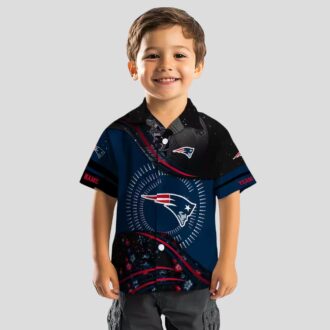 New England Patriots Hawaiian Button Up Shirt, NFL Foothball Wave Blue Apparel
