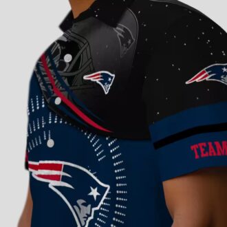 New England Patriots Hawaiian Button Up Shirt, NFL Foothball Wave Blue Apparel