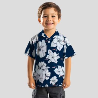 New England Patriots Hibiscus Bloom Hawaiian Shirt - Blue White Aloha Style