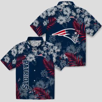 New England Patriots Luau Hawaiian Shirt, Blue Hibiscus Floral Summer Outfit