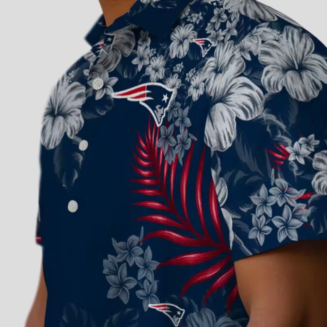 New England Patriots Luau Hawaiian Shirt, Blue Hibiscus Floral Summer Outfit