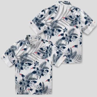 New England Patriots Palm Leaves Hawaiian Shirt, Blue White Game Day Outfit