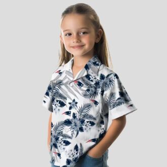 New England Patriots Palm Leaves Hawaiian Shirt, Blue White Game Day Outfit
