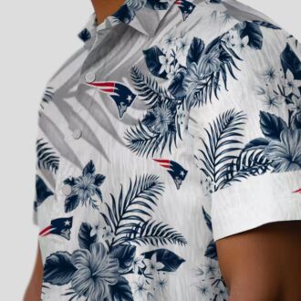 New England Patriots Palm Leaves Hawaiian Shirt, Blue White Game Day Outfit