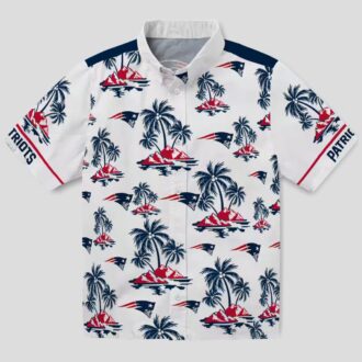 New England Patriots Palm Print Hawaiian Shirt, Summer Beach & Game Day Outfit