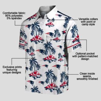 New England Patriots Palm Print Hawaiian Shirt, Summer Beach & Game Day Outfit
