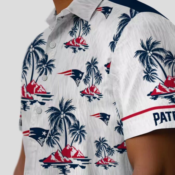 New England Patriots Palm Print Hawaiian Shirt, Summer Beach & Game Day Outfit