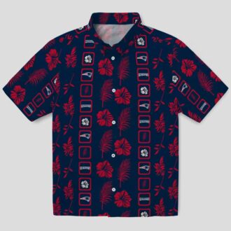 New England Patriots Summer Hawaiian Shirt, Blue Floral Luau & Game Day Outfit