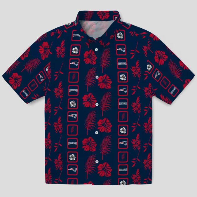 New England Patriots Summer Hawaiian Shirt, Blue Floral Luau & Game Day Outfit