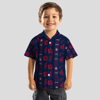 New England Patriots Summer Hawaiian Shirt, Blue Floral Luau & Game Day Outfit