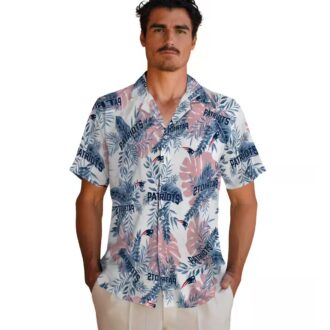 NFL Fans New England Patriots Hawaiian Shirt, Tropical Leaves Blue White Style