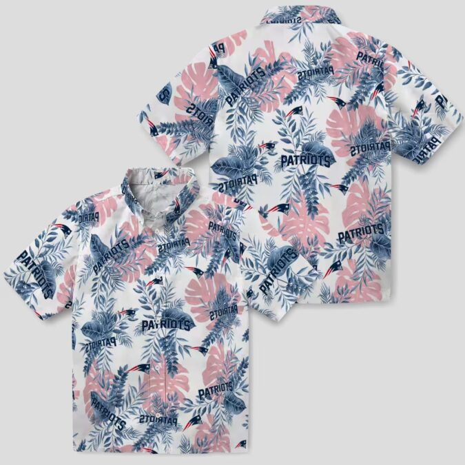 NFL Fans New England Patriots Hawaiian Shirt, Tropical Leaves Blue White Style
