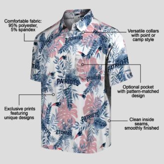NFL Fans New England Patriots Hawaiian Shirt, Tropical Leaves Blue White Style