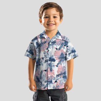 NFL Fans New England Patriots Hawaiian Shirt, Tropical Leaves Blue White Style
