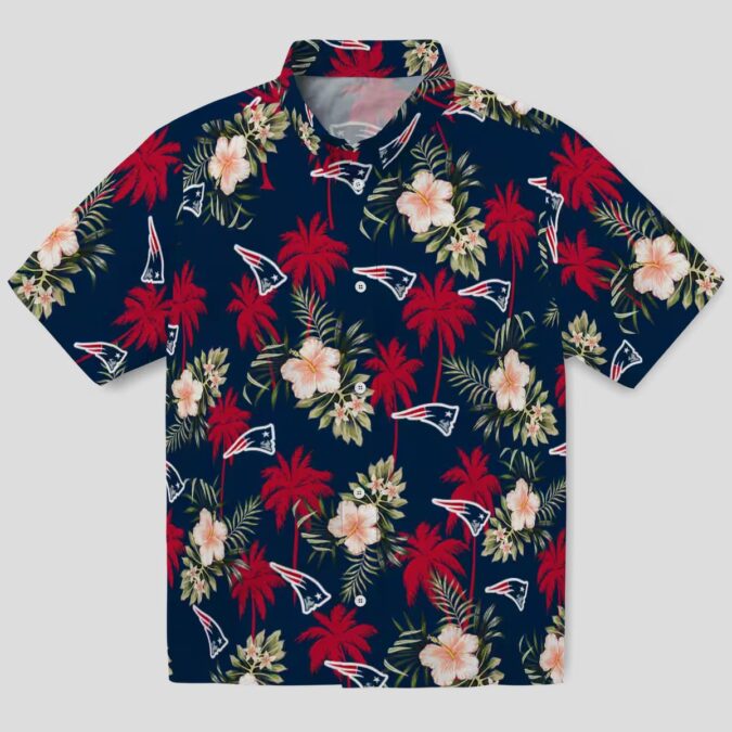 NFL Fans Patriots Floral Hawaiian Shirt, Blue Beachwear for Football Fans