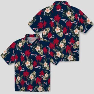NFL Fans Patriots Floral Hawaiian Shirt, Blue Beachwear for Football Fans