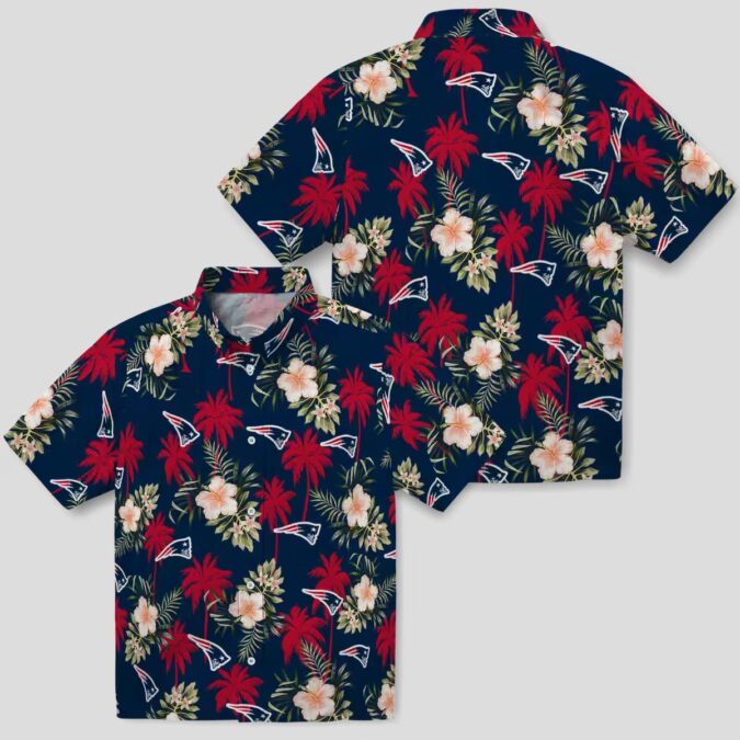 NFL Fans Patriots Floral Hawaiian Shirt, Blue Beachwear for Football Fans
