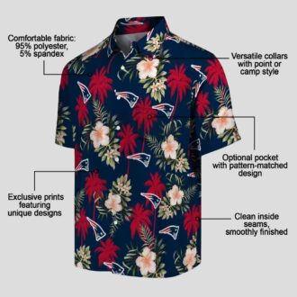 NFL Fans Patriots Floral Hawaiian Shirt, Blue Beachwear for Football Fans