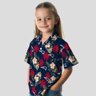 NFL Fans Patriots Floral Hawaiian Shirt, Blue Beachwear for Football Fans