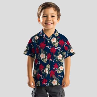 NFL Fans Patriots Floral Hawaiian Shirt, Blue Beachwear for Football Fans