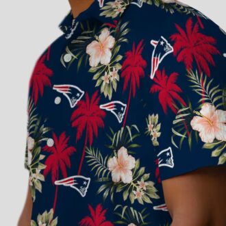 NFL Fans Patriots Floral Hawaiian Shirt, Blue Beachwear for Football Fans