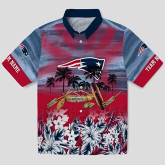 NFL New England Patriots Hawaiian Shirt, Custom Tropical Canoe Blue Button Up